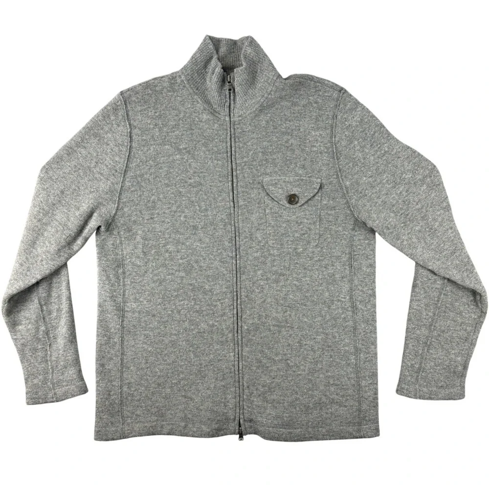 Banana Republic‎ Heritage Men's XL Gray Lambs Wool Nylon Zip Up Sweater Jacket